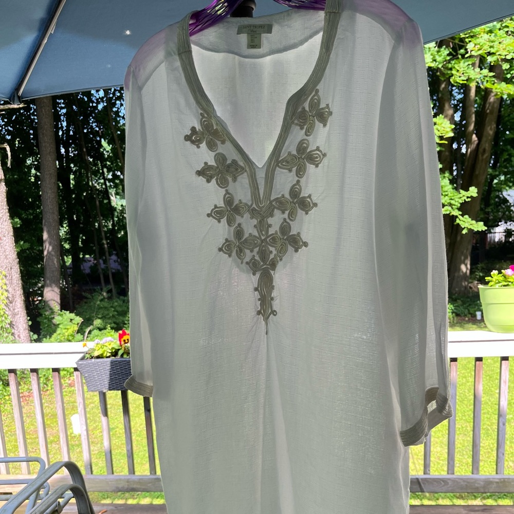 St. Tropez West White Sheer Beach Coverup Size L